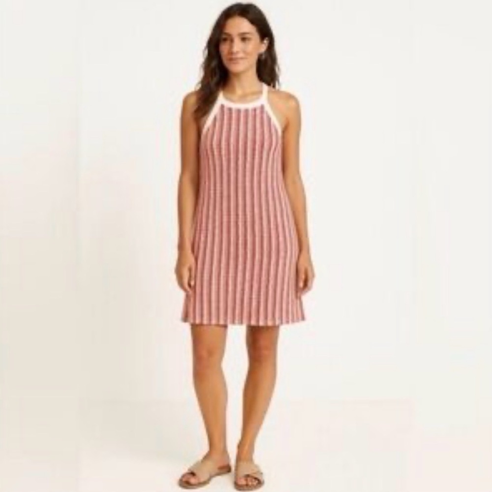 C&C CALIFORNIA NWT pink & white striped crochet, swim cover-up, size XL